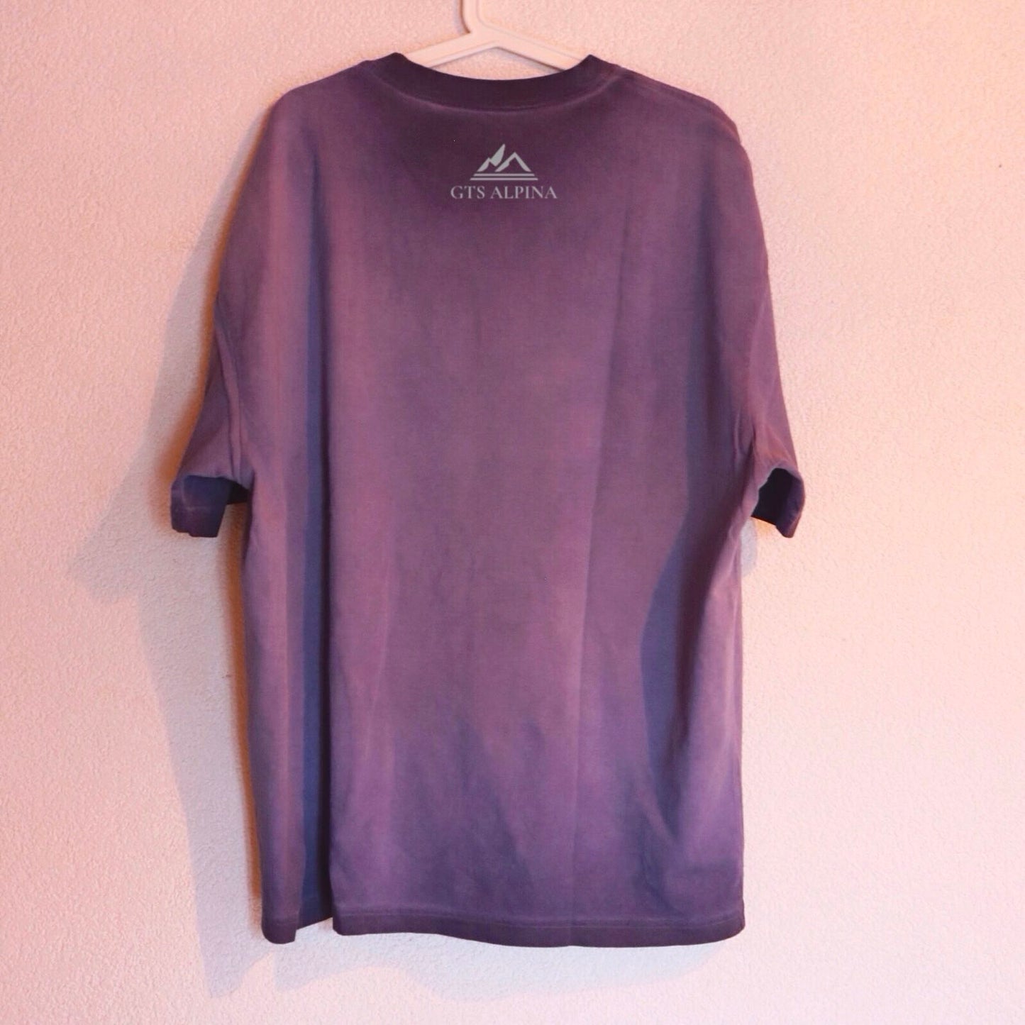 gtsalpina Twilight Plum purple unisex t-shirt, oversized fit with reflective logo detail