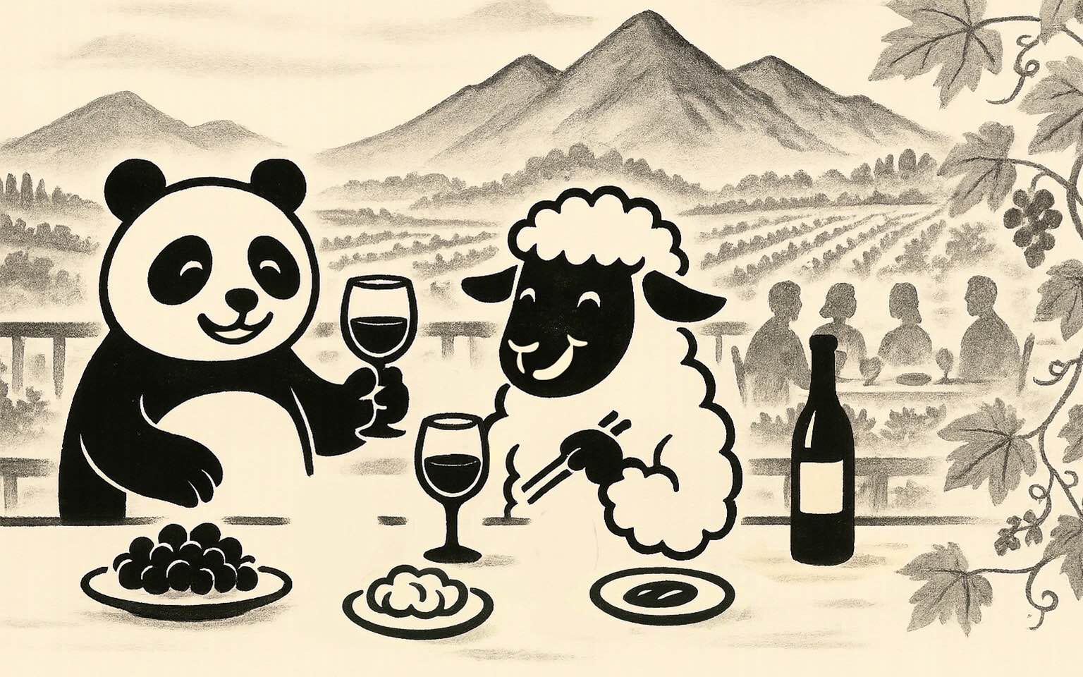 gtsalpina Swiss wine dinner with oriental flavors, a private gourmet experience overlooking the vineyard