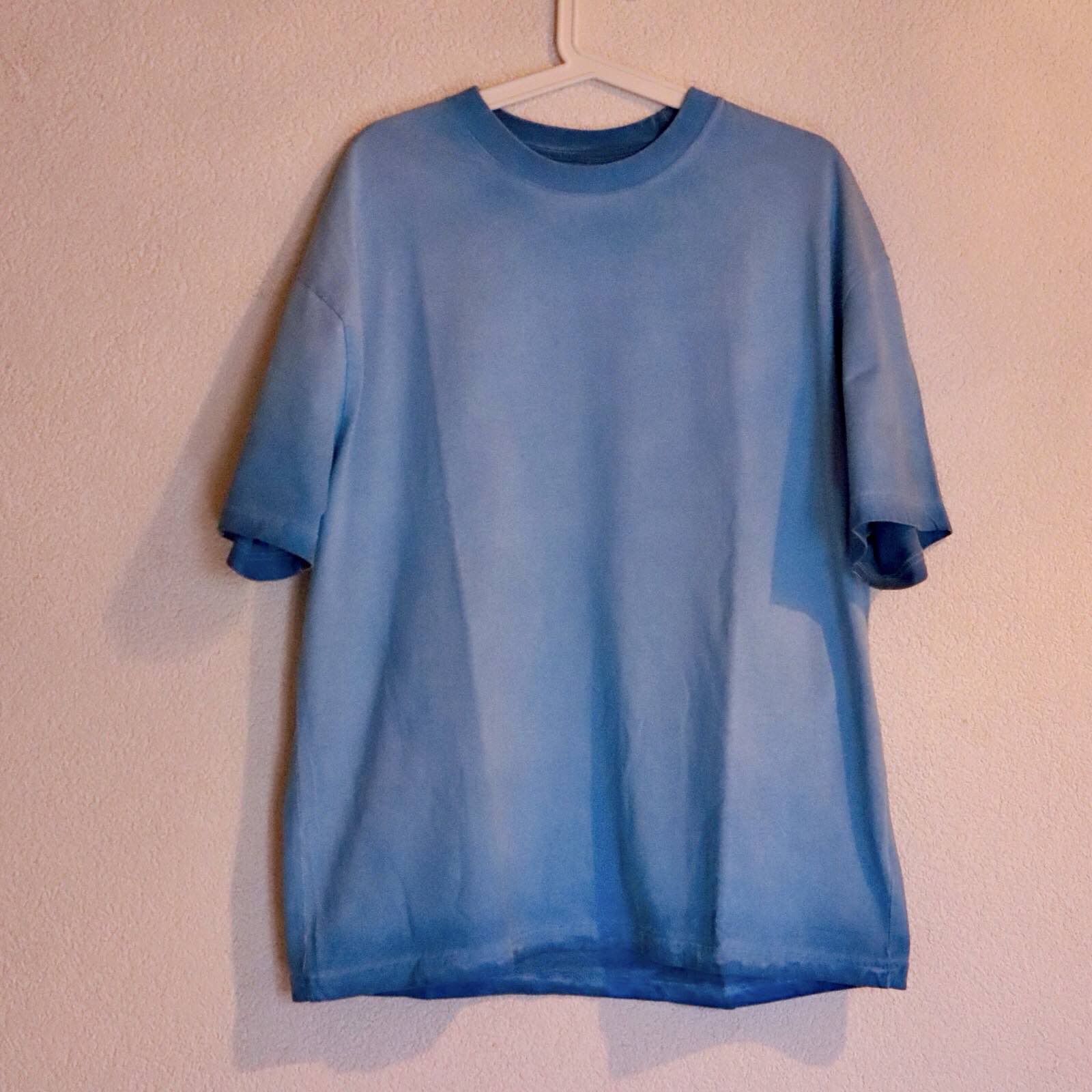 gtsalpina oversized blue cotton t-shirt, relaxed fit homewear style, front view